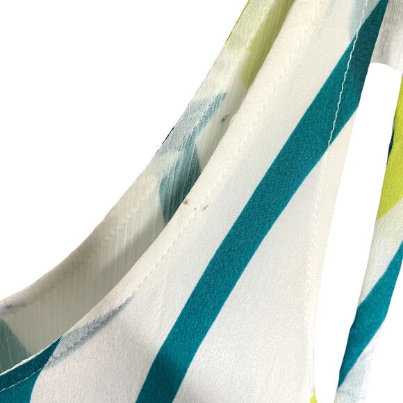 Hurley 100% Silk Multicolored Dropped Waist Lined Ruffle Hem Dress Size Medium - Picture 4 of 9